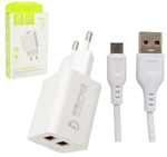 Сетевой адаптер питания DENMEN DC02V 2USB + кабель Micro (белый)