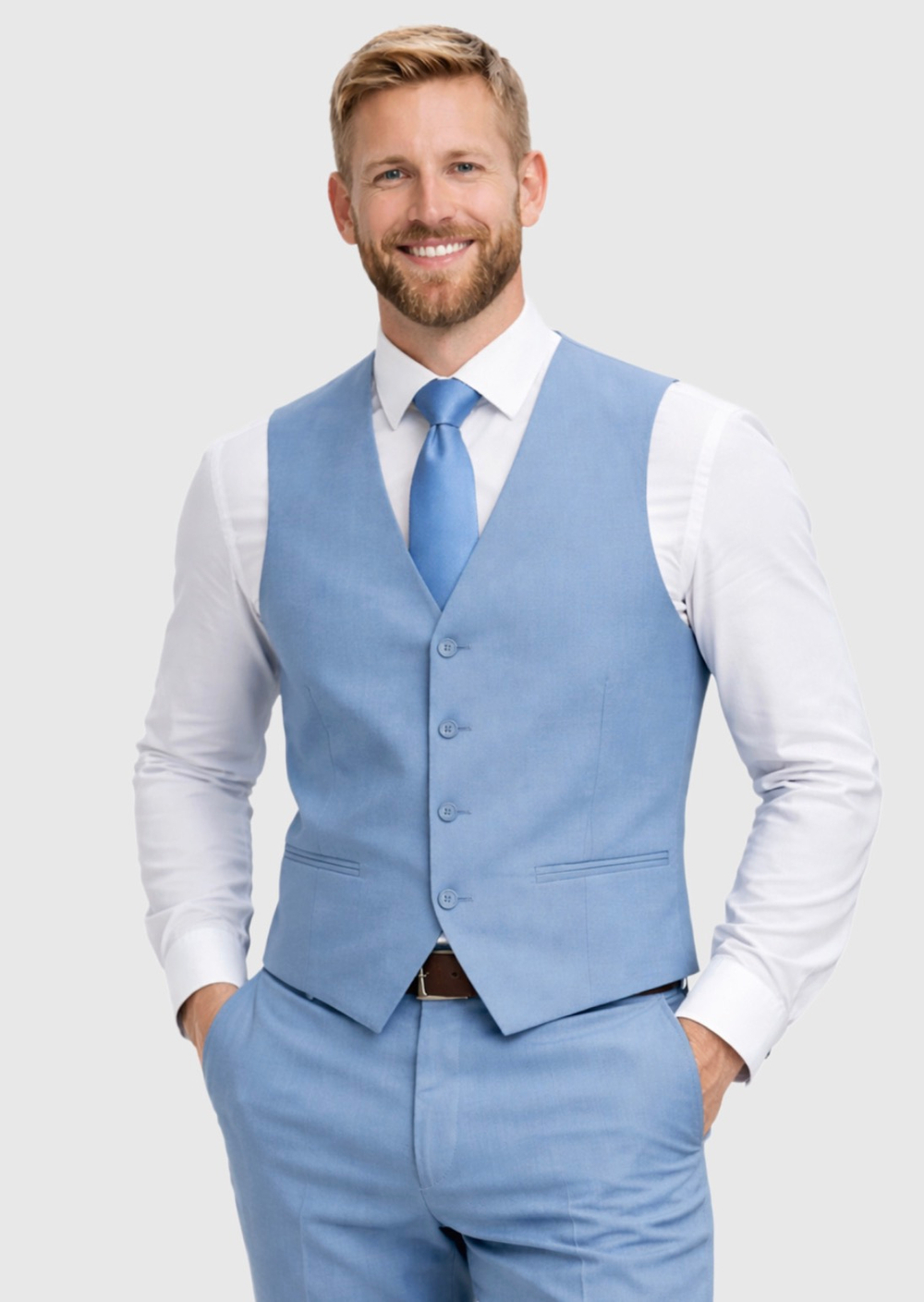 Мужской костюм тройка (голубой) А88