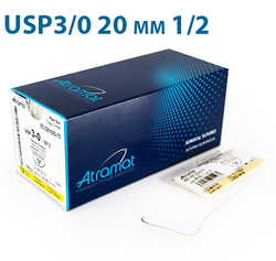 Нить рассасывающаяся КЕТГУТ Atramat 75см, игла обратно-режущая