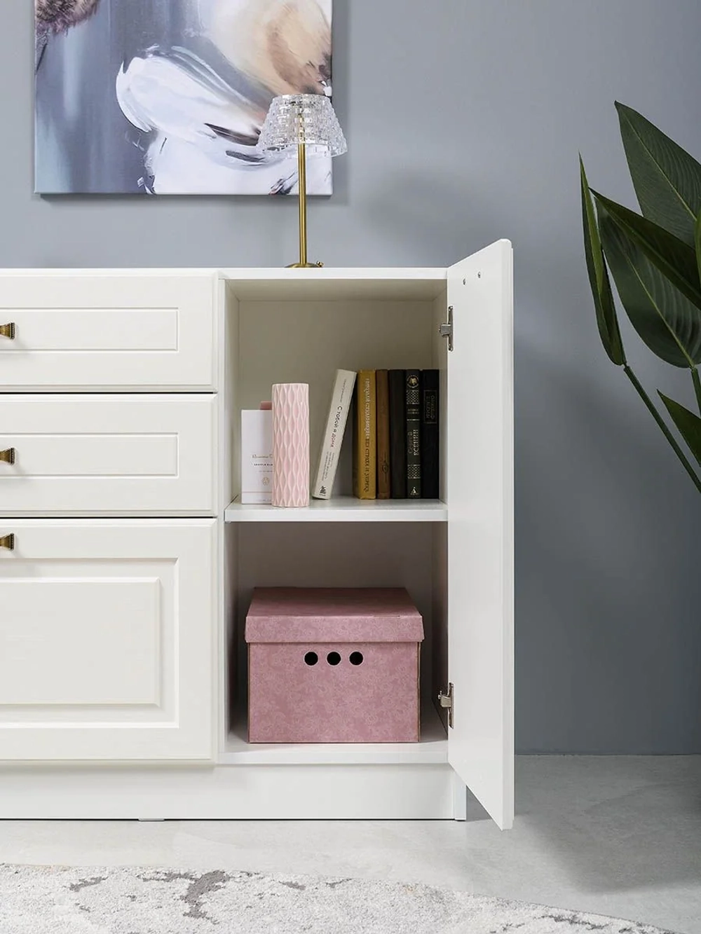 Ливерпуль Комод Белый/Ясень ваниль