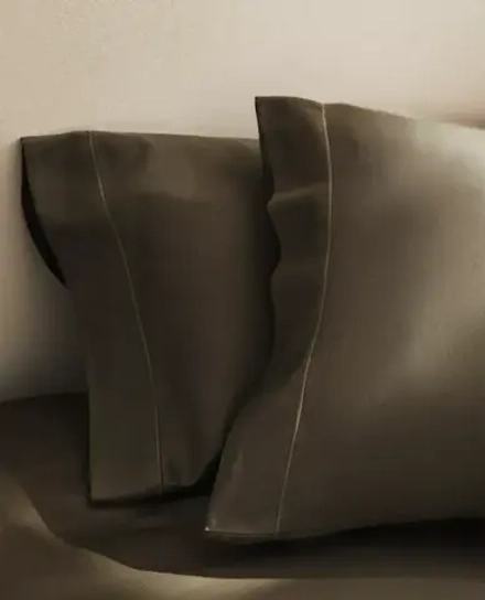 ZARA HOME (300 НИТЕЙ) НАВОЛОЧКА ИЗ ХЛОПКА, ЗЕЛЕНЫЙ