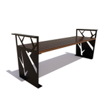 Скамейка стальная "Березка" лиственница 2,0м, без спинки, палисандр