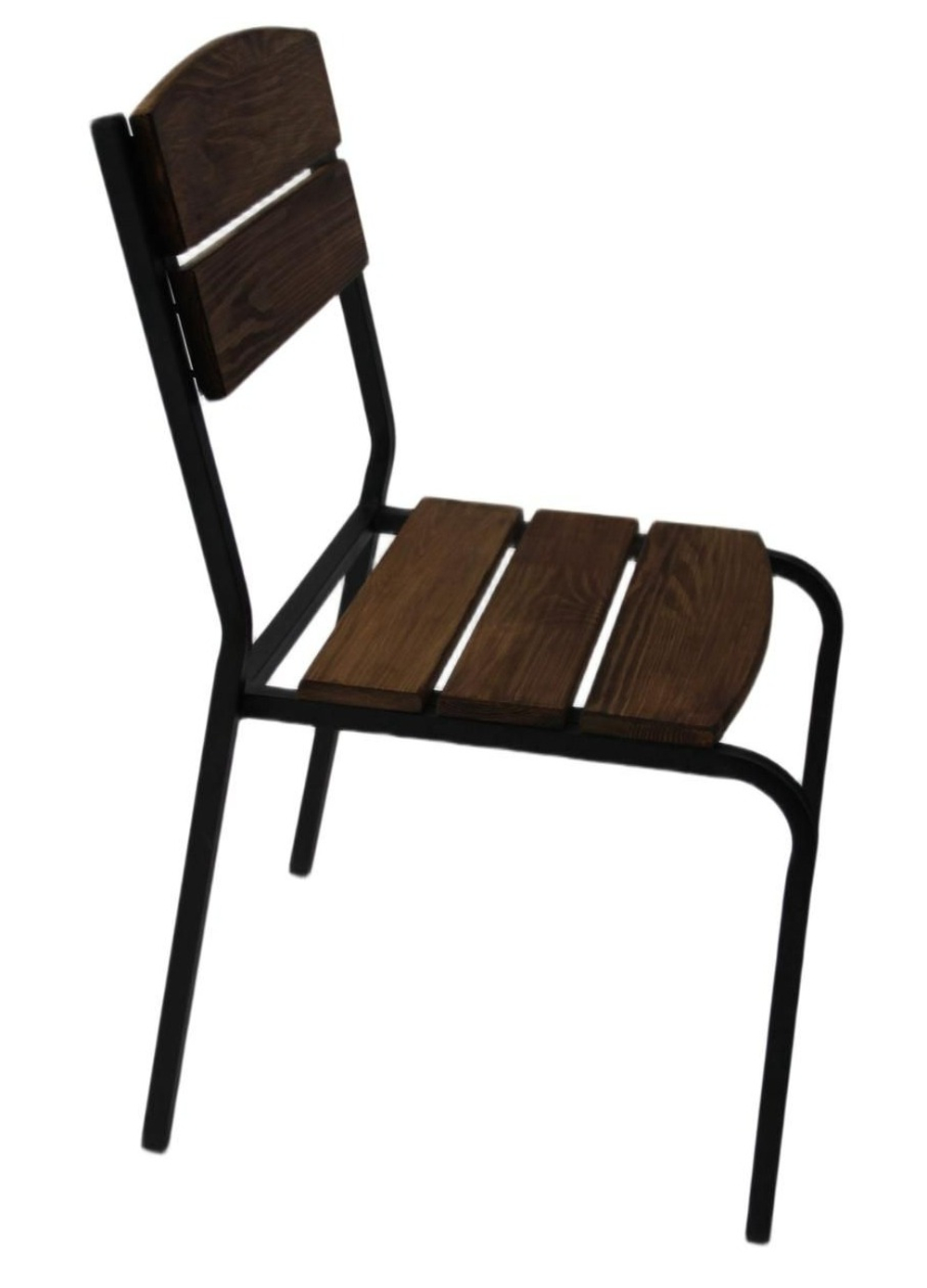 Стул металлический с деревом, для кафе, дачи, ресторана. Цвет - орех.