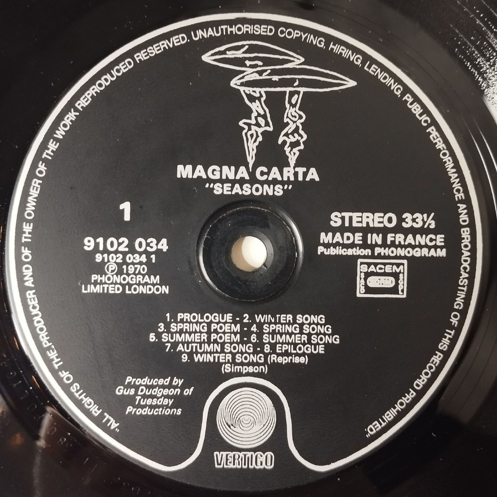 Винтажная виниловая пластинка LP Magna Carta Seasons (France 1979)