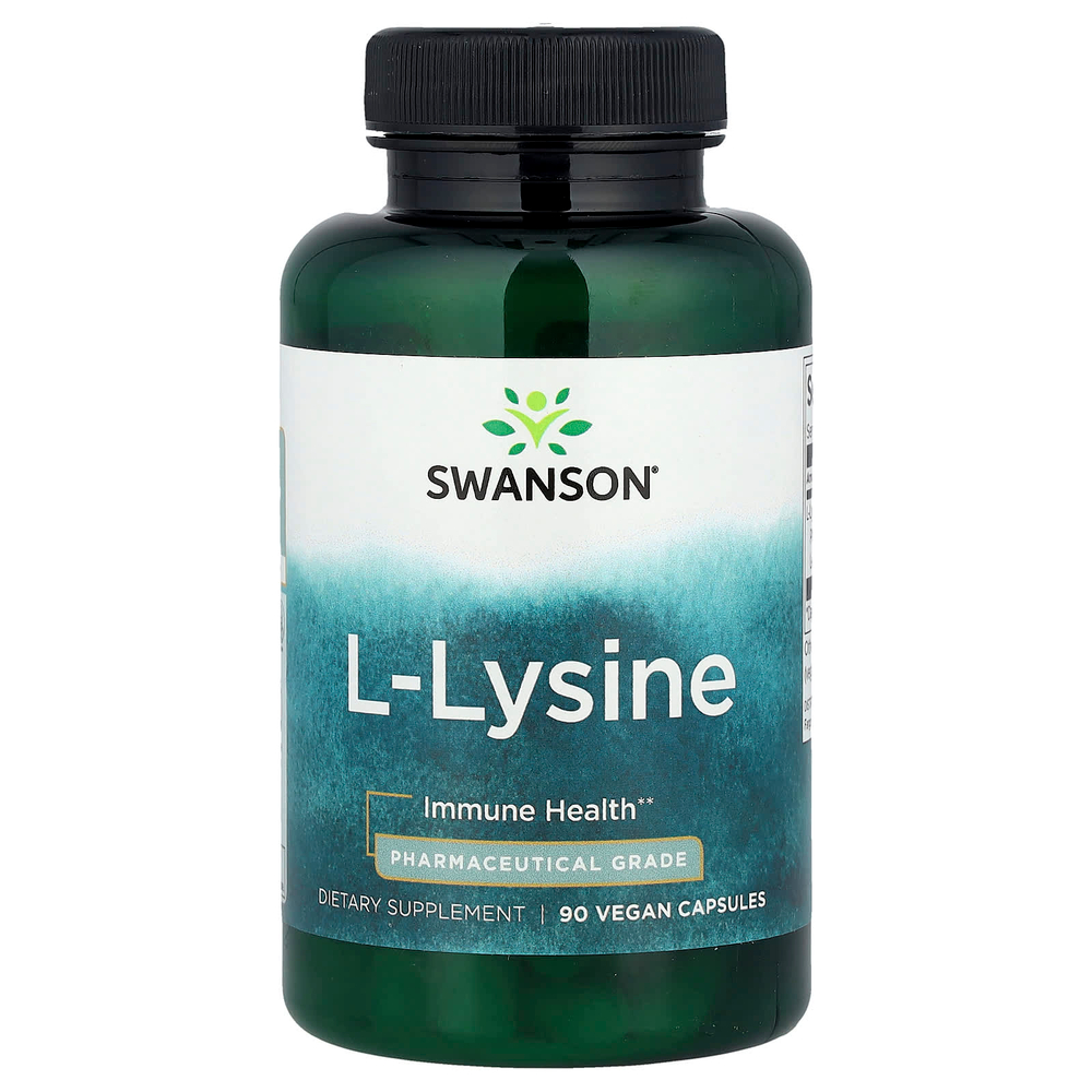 Swanson Vitamins, L-лизин, 90 веганских капсул (500 мг на капсулу)