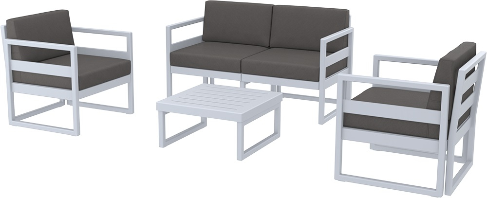 Комплект пластиковой мебели Siesta Contract Mykonos, серебристый, темно-серый