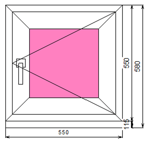 Пластиковое окно 550 х 550 ТермА Эко с поворотной створкой