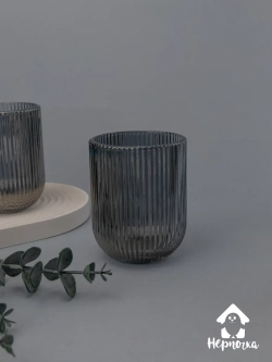 Набор ребристых стаканов для виски, 270 мл. 6 шт. Черные