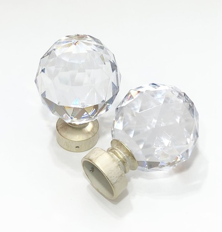 Наконечники кованые "Шар с огранкой" d35 мм, цвет ваниль/золото