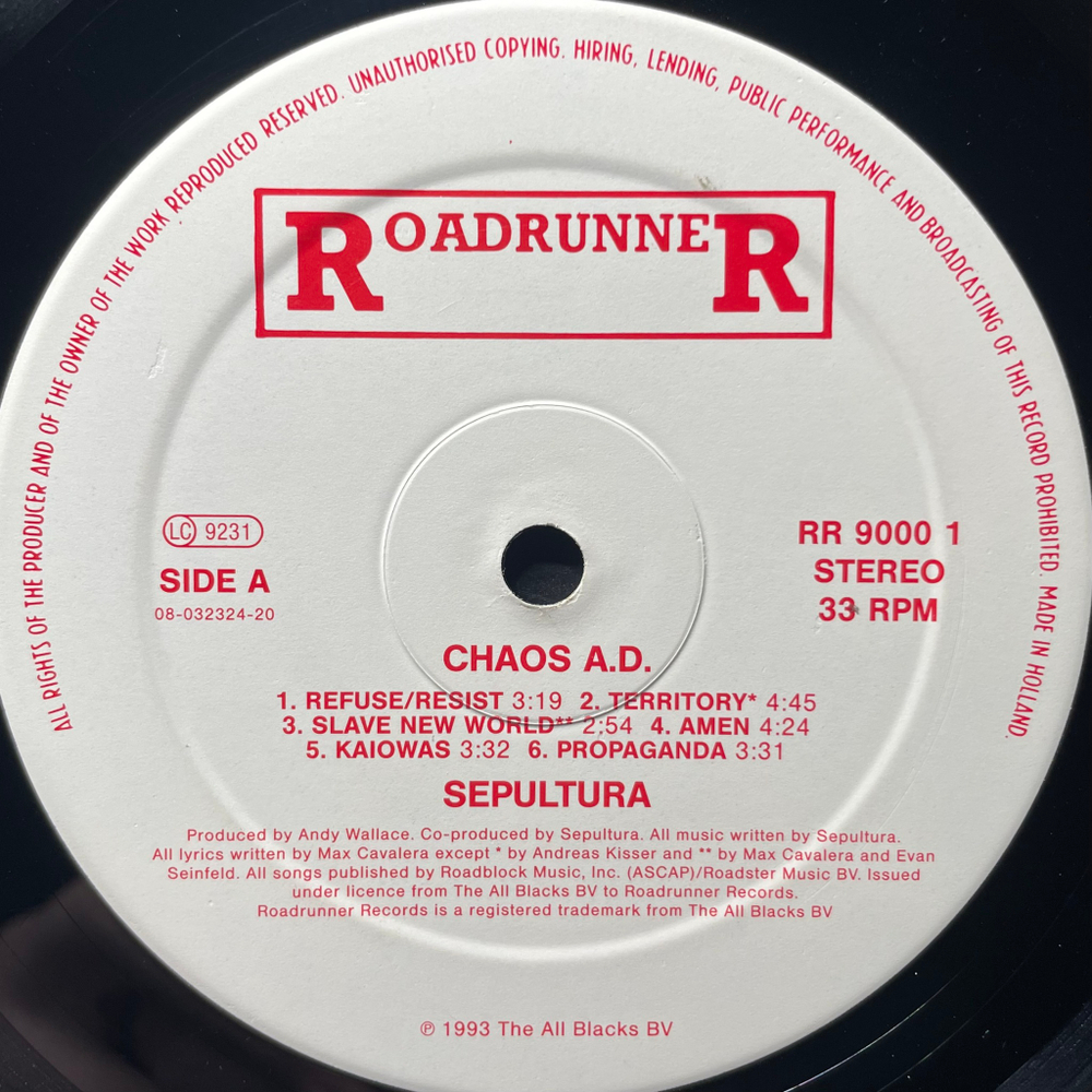 Sepultura ‎– Chaos A.D. (Голландия 1993г.)