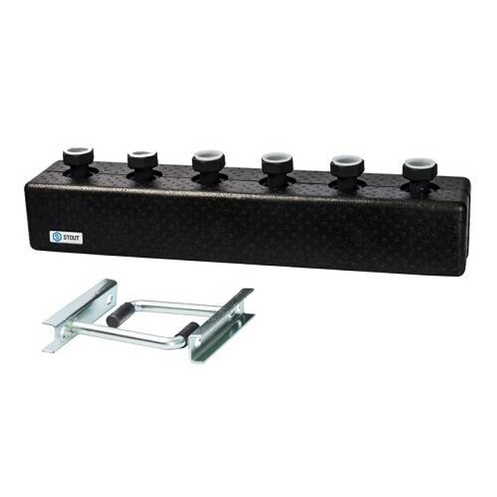 Коллектор котельной разводки STOUT DN25 - 1"1/2 на 3 контура 1"1/2 (черная сталь)