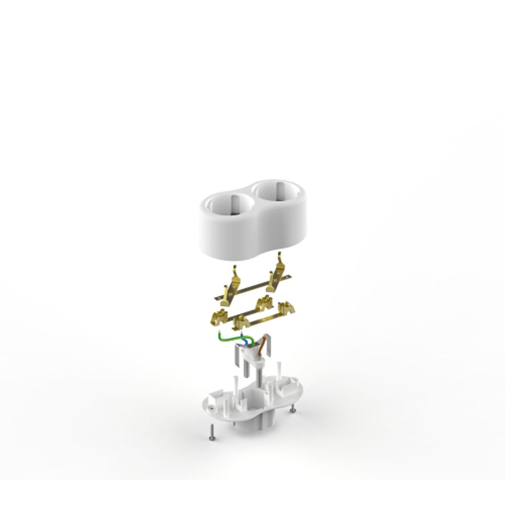 Разветвитель электрический ЭРА SPx-2e-W на 2 розетки с заземлением 16А белый