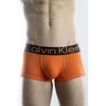 Мужские трусы боксеры оранжевые с черной резинкой Calvin Klein Steel Black Waistband CK02110