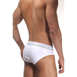 Белые мужские трусы-слипы с контрастными надписями на резинке (Размер: XL) (Цвет: белый)