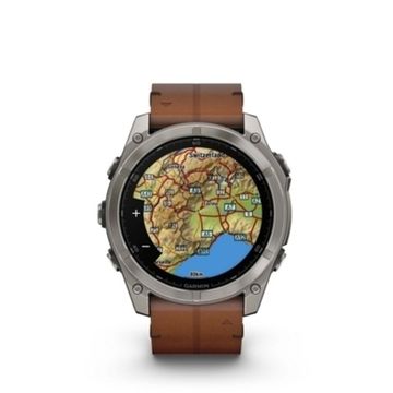 Мультиспортивные GPS часы Garmin Fenix 8X (51 mm) AMOLED, Sapphire Bare Titanium, Black with Chestnut Leather Band 010-02905-40