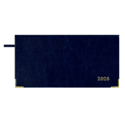 Еженедельник датированный 2026 ESCALADA, 170х88 мм, 64 л., арт. 70386/ 40 САРИФ СИНИЙ (кожзам: интегральный переплёт, материал обложки: искусственная кожа "Сариф"; декор: металлические уголки, тиснение фольгой; способ крепления блока: ниткошвейный; в