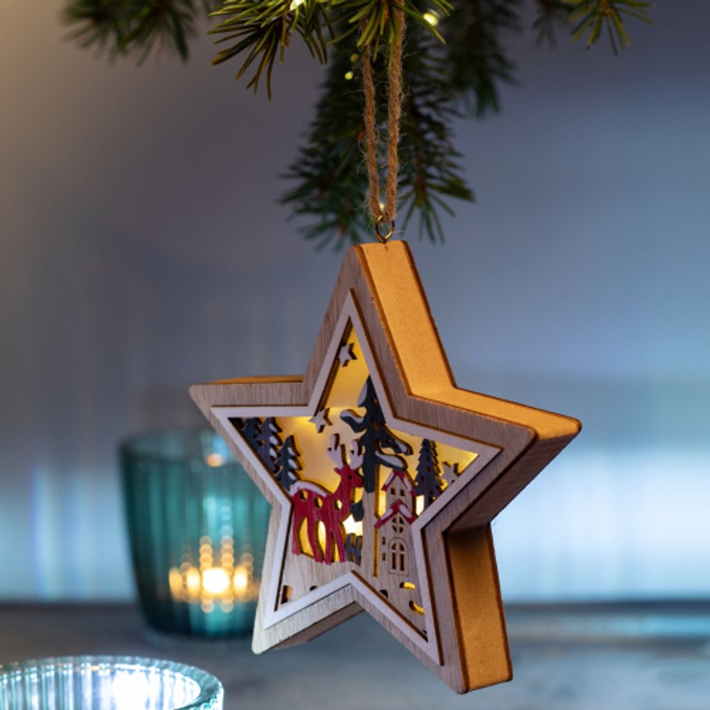 Светильник ЭРА ENGDS-4L новогодний светодиодный Звездочка подвесной 15 см 2*АА