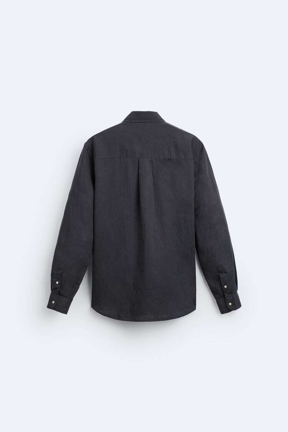 ZARA РУБАШКА ИЗ СМЕСОВОГО ЛЬНА, УГОЛЬНЫЙ