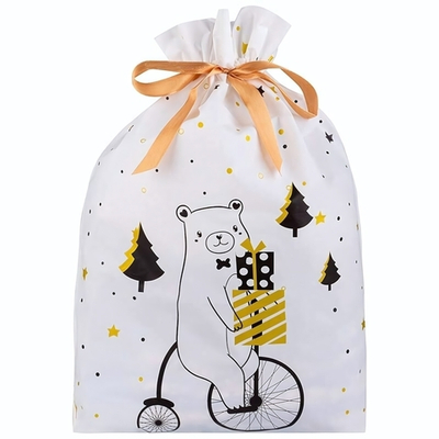 Пакет подарочный с затягивающей лентой 30*40см 10шт"Ехали медведи"