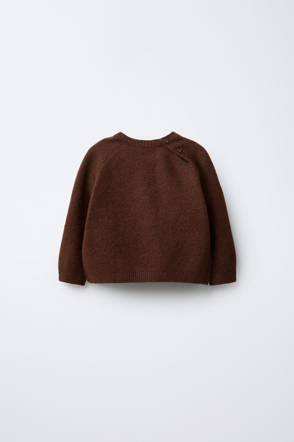 ZARA ВЯЗАНЫЙ СВИТЕР С ВЫШИВКОЙ В ВИДЕ УТЕНКА, КОРИЧНЕВЫЙ