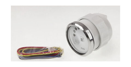 Указатель уровня топлива светодиодный, белый циферблат, нержавеющий ободок, д. 52 мм