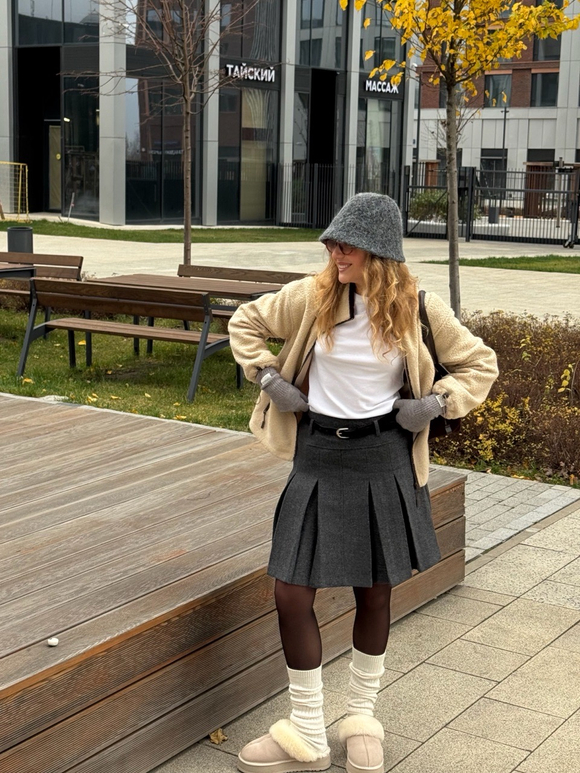 Панама теплая серый