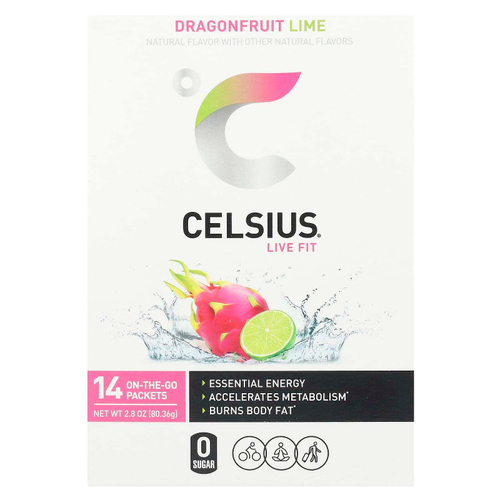 Celsius, Live Fit, драконий фрукт и лайм, 14 пакетиков по 5,74 г (0,2 унции)