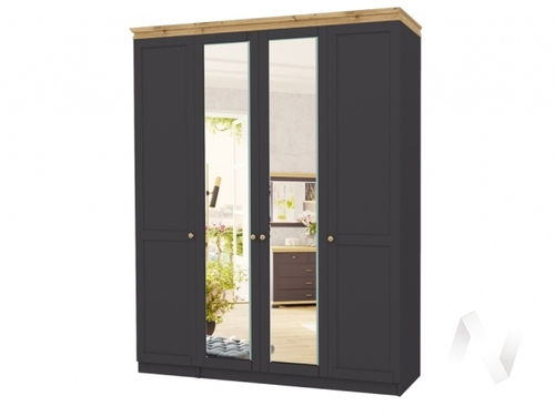 Шкаф 4-х створчатый НКМ Лиана-1 (дуб крафт золотой/графит)