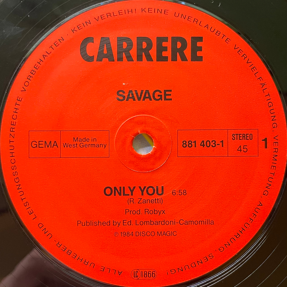 Savage ‎– Only You (Германия 1984г.) 12", 45 RPM