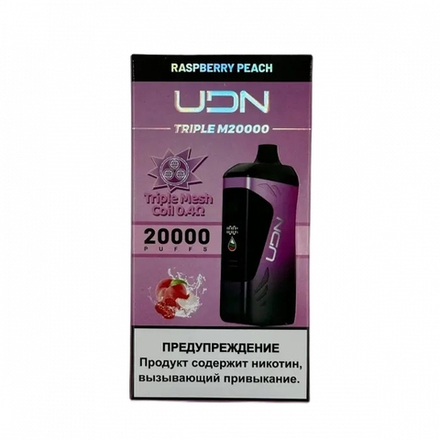 UDN Triple M20000 Raspberry peach - малина-персик 20000 затяжек 20мг (2%)