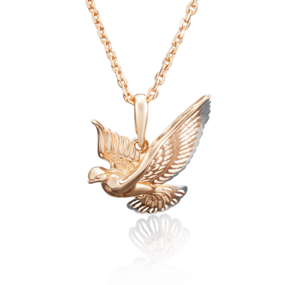 Подвеска «Голубь» из красного золота