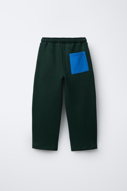 ZARA ФЛИСОВЫЕ БРЮКИ BALLOON С НАДПИСЬЮ, ЗЕЛЕНЫЙ