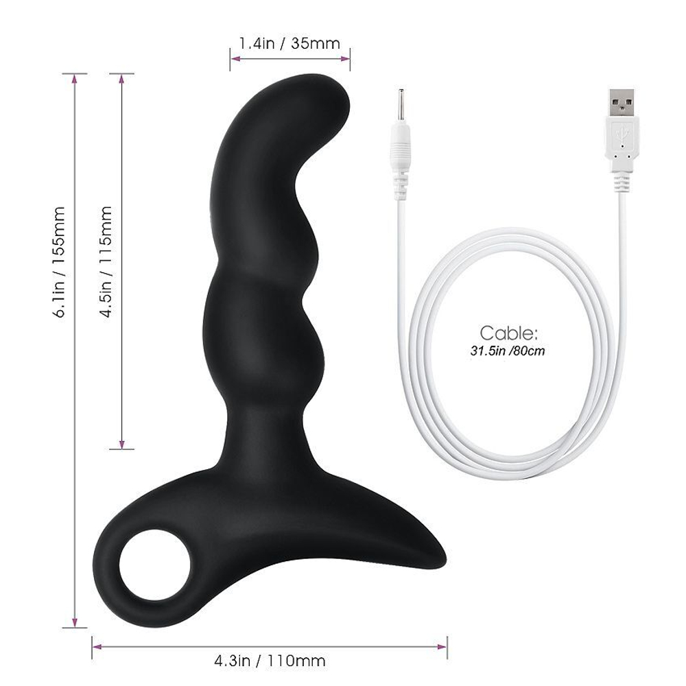 Черный силиконовый анальный вибромассажер-ёлочка Erokay (Цвет: черный)