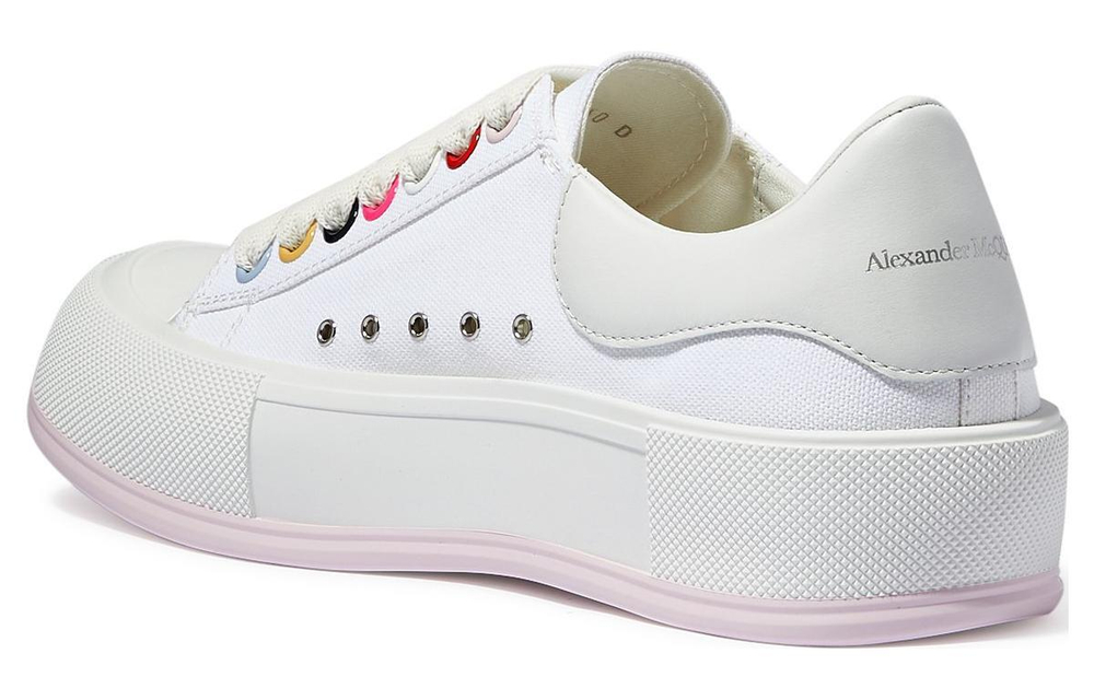 Alexander McQueen Alexander McQueen Deck Plimsoll Canvas lace-up low-cut fashion sneakers women's white