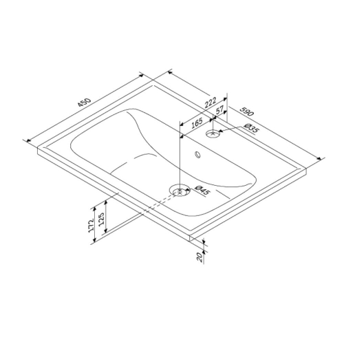 Раковина мебельная, керамическая, 60 см, встраиваемая AM.PM X-Joy M85AWCC0602WG64