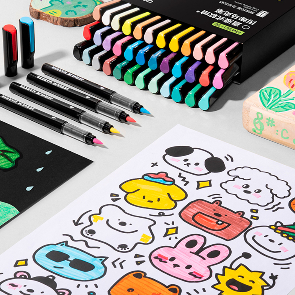 Набор акриловых маркеров Deli HM361, универсальные, 12 цветов