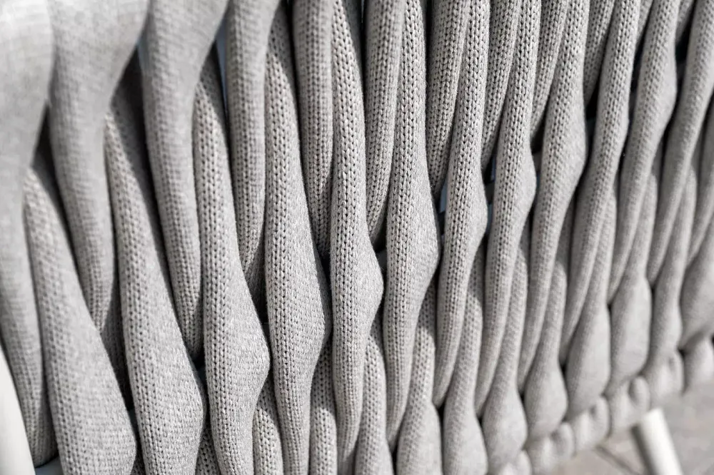 "Монако" лаунж-зона 4-местная из роупа со столом "Верона" (серый гранит), каркас светло-серый, роуп светло-серый