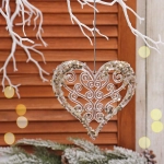 Подвеска «Сказочное сердце» 12 см, Белый/Золотой блеск