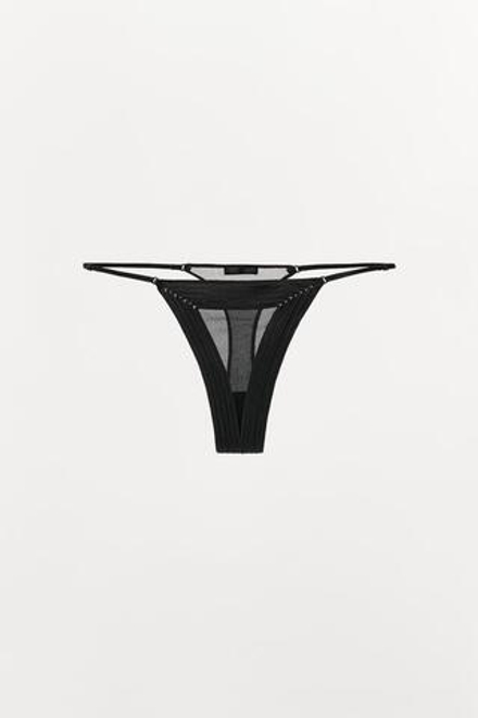 ZARA ТРУСЫ ТАНГА С РЕЛЬЕФНОЙ СТРУКТУРОЙ, ЧЕРНЫЙ