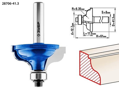 ЗУБР 41.3 x 18 мм, радиус 6.3 мм, фреза кромочная калевочная №5, Профессионал (28706-41.3)