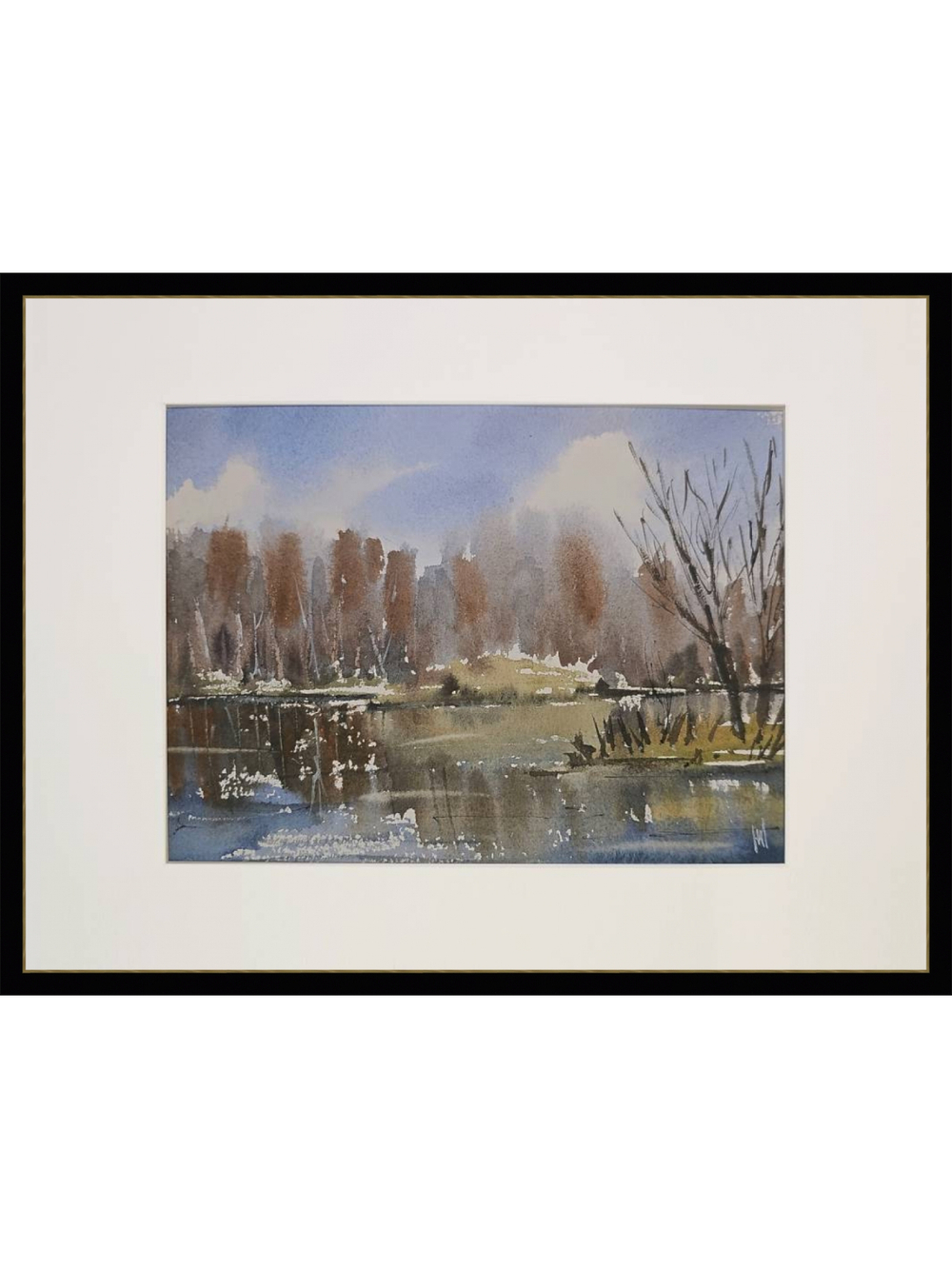 Картина акварельная авторская в паспарту 21х30 см на стену для интерьера "Тованово в апреле. 3 года спустя".