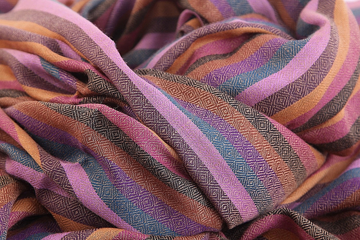 Палантин материал Шерсть 100% потайной узор Полоски розовый голубой фиолетовый песочный зеленый бордовый размер 210х100 см.