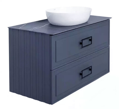 Тумба под раковину La Fenice Cubo Blu Grigio TWIN синяя 90 FNC-01-CUB-BG-90-2