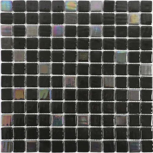 STP-BK008-L Natural Мозаичная плитка из стекла черная темная перламутр глянцевая