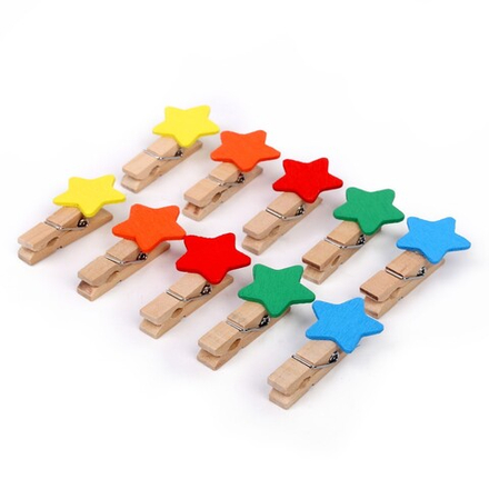 Набор для фото и декора "Цветные звезды", в наборе прищепки 10 шт, веревка 100 см. 3588774