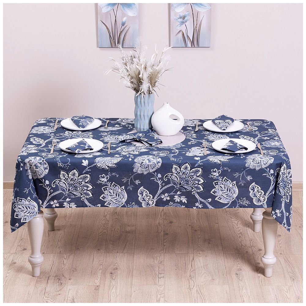 НАБОР СКАТЕРТЬ ПРЯМОУГОЛЬНАЯ С САЛФЕТКАМИ"САПФИР",160Х220СМ-1ШТ, 40Х40СМ-6ШТ,100% Х\Б