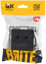 BRITE Розетка компьютерная двойная RJ45 кат.6 РК11-2-БрЧ черный IEK