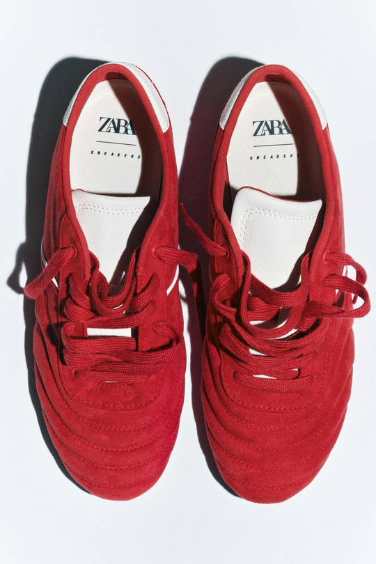 ZARA СТЕГАНЫЕ КРОССОВКИ, КРАСНЫЙ
