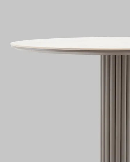 Стол Terano Ø90 см, белая матовая керамика, ножка латте