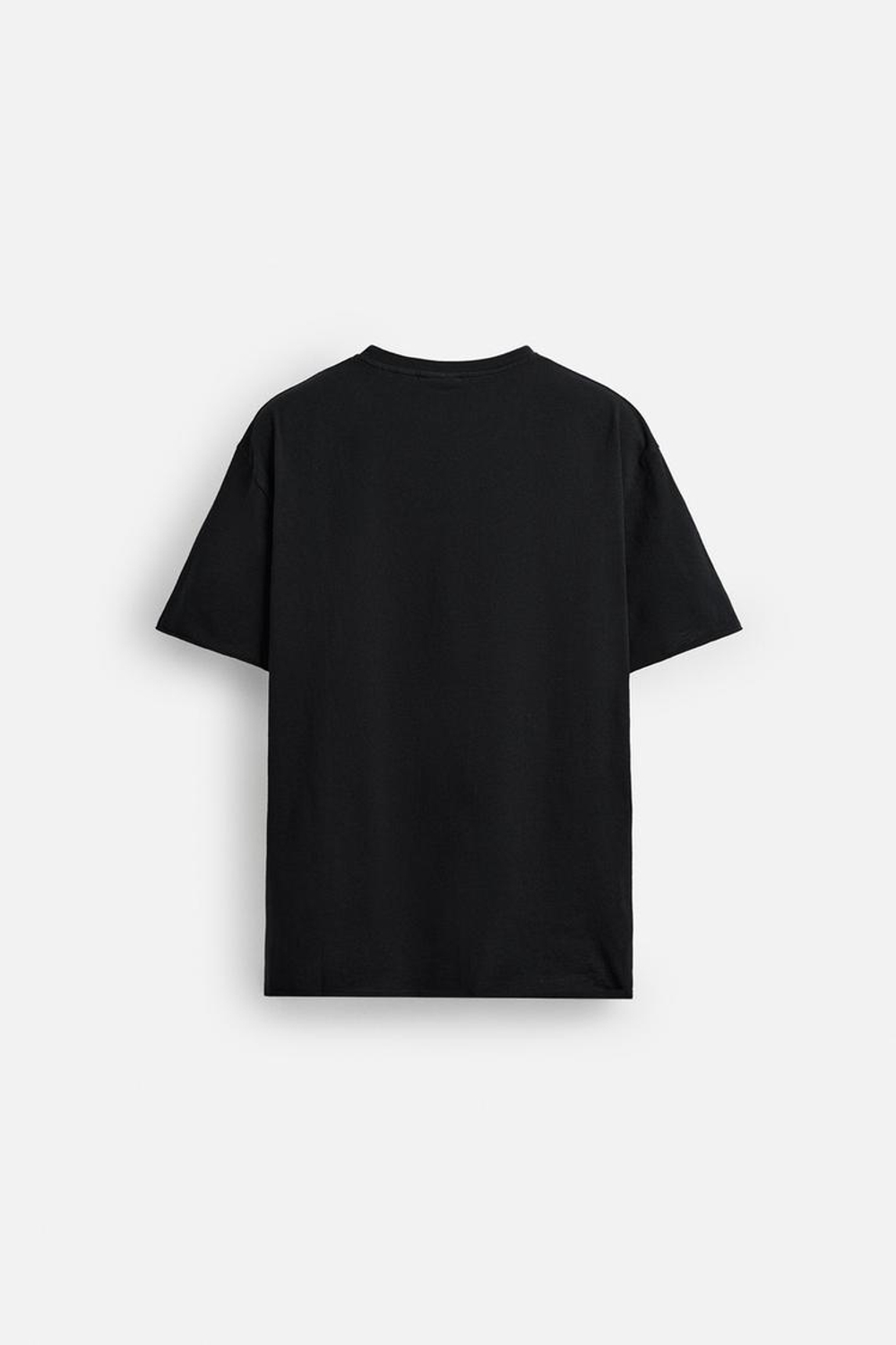 ZARA ФУТБОЛКА С НЕРОВНОЙ НИЖНЕЙ КРОМКОЙ, ЧЕРНЫЙ